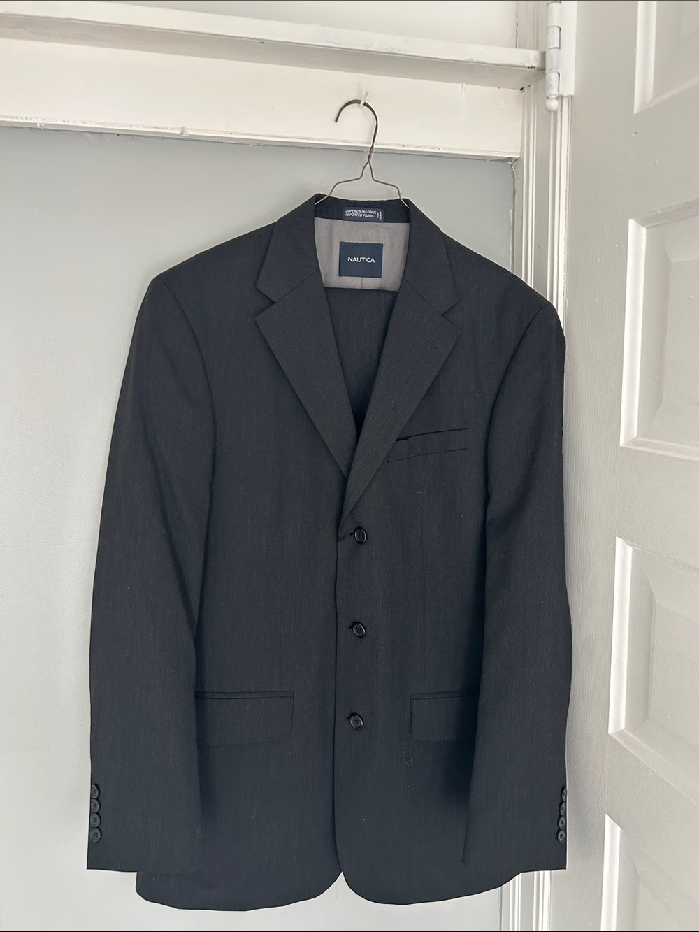 Nautica Men's Black Single-Breasted Three-Button Suit Jacket